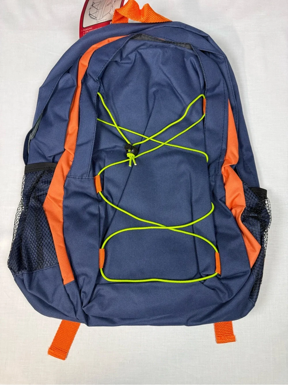 Navy and Orange Men's Backpack with Neon Accent